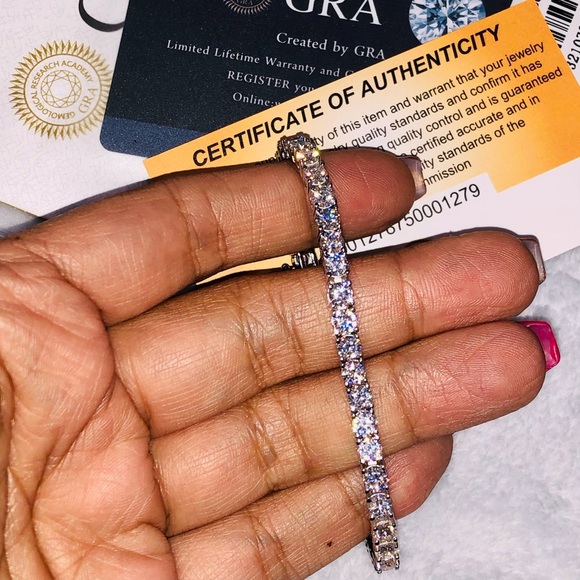 GRA certified VVS  moissanite diamond tennis bracelet 3.9mm Pass Diamond testers - Picture 5 of 10